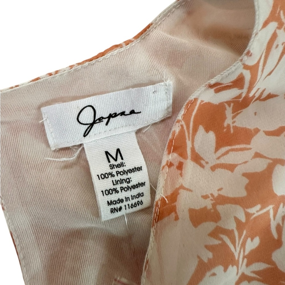 Japna Peach Floral Print V-Neck Tiered Ruffle Hem Sleeveless Dress Size M NWT - Picture 11 of 17